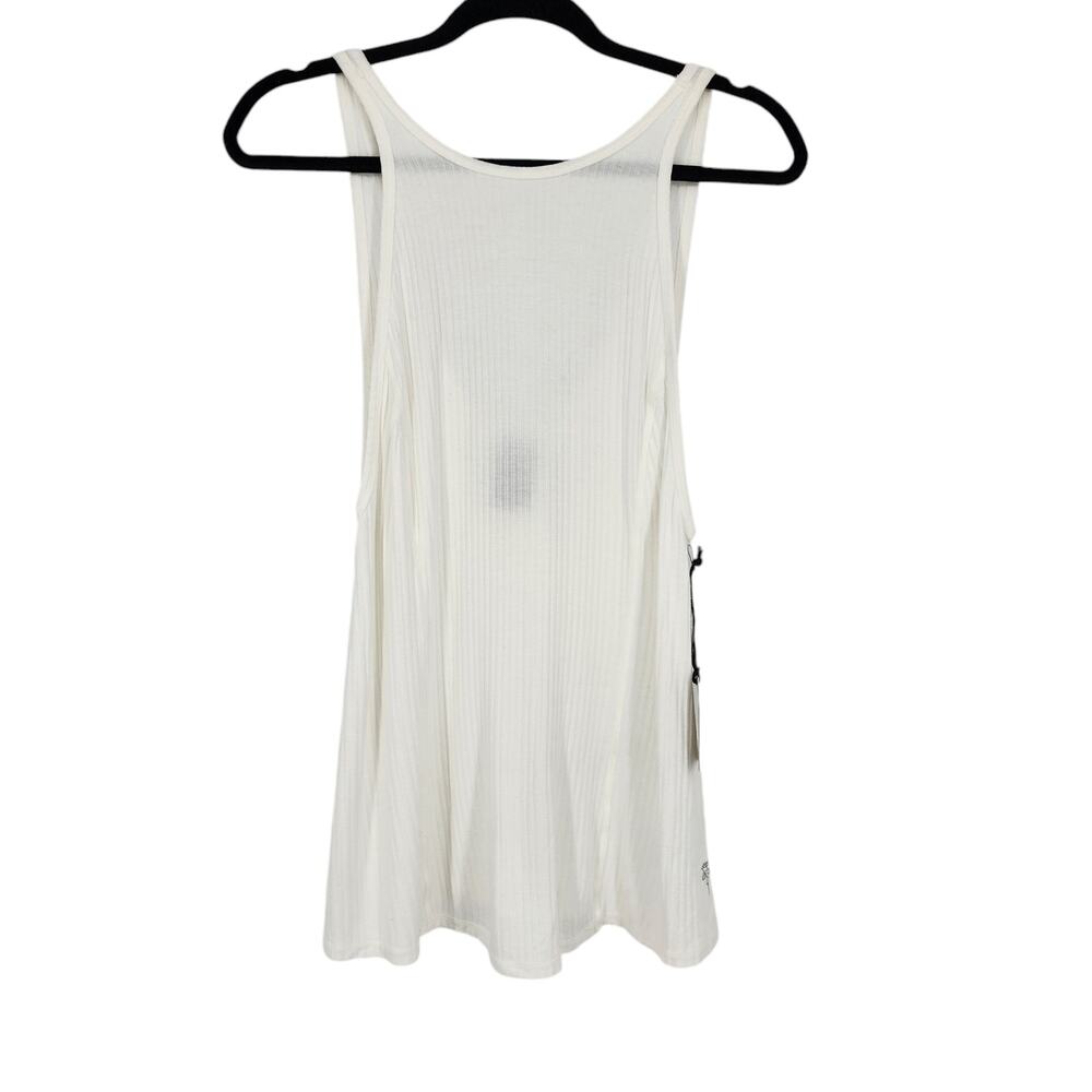 Electric & Rose Jersey Ribbed White Tank Top Deep V Back Size Small NWT